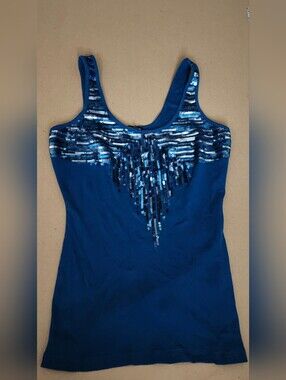Express Blue Sequin-Embellished Tank Top